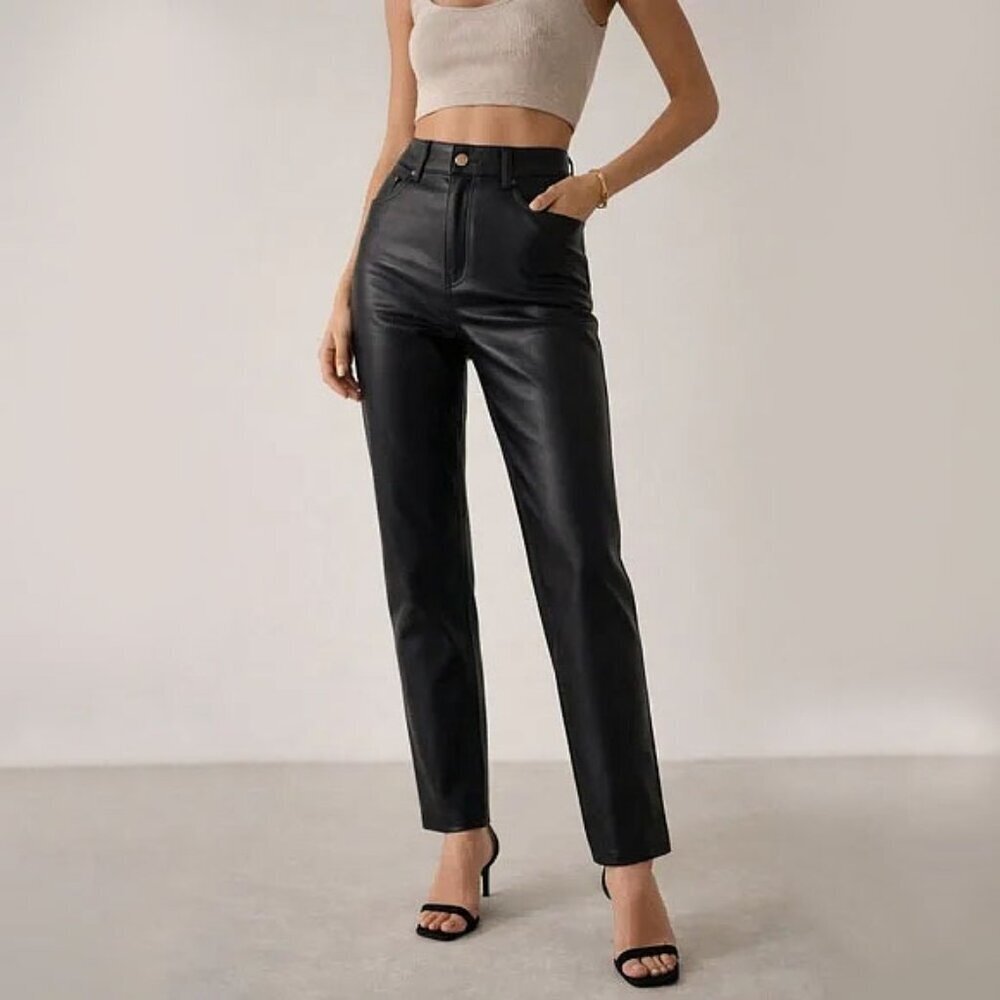 Zara Black Faux Leather Pants